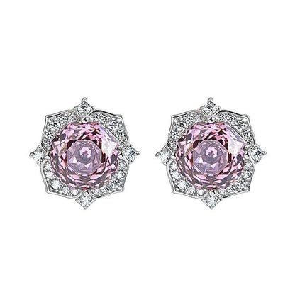 Flower Ring Elegant Graceful High Carbon Diamond Goose Yellow Stud Earrings