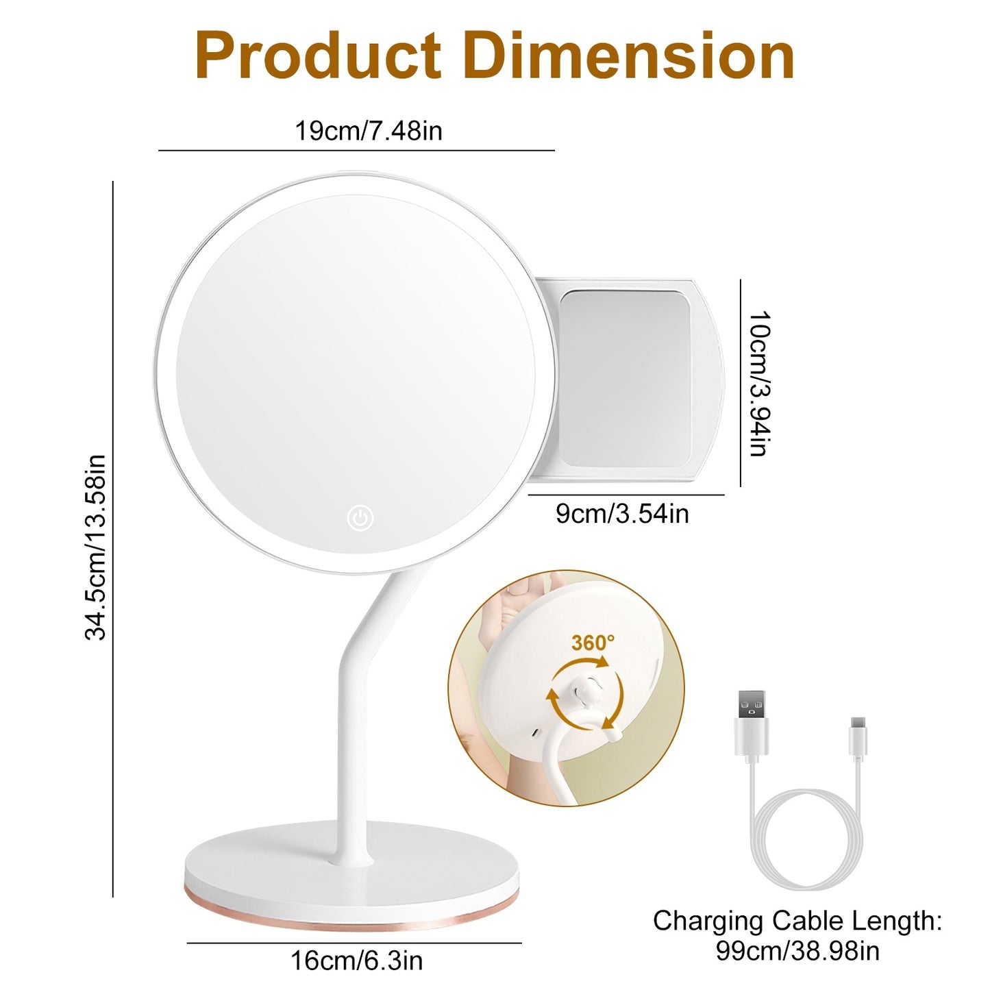 White makeup mirror
