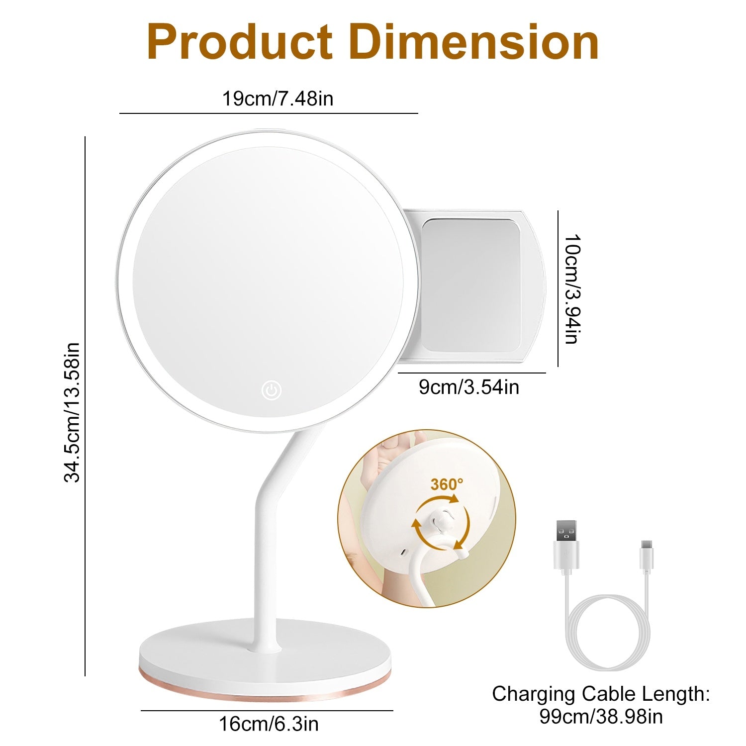 White makeup mirror