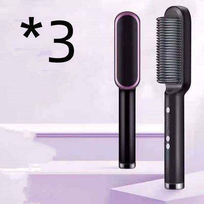 New 2 In 1 Hair Straightener Hot Comb Negative Ion Curling Tong Dual-purpose Electric Hair Brush Louisiana Mart