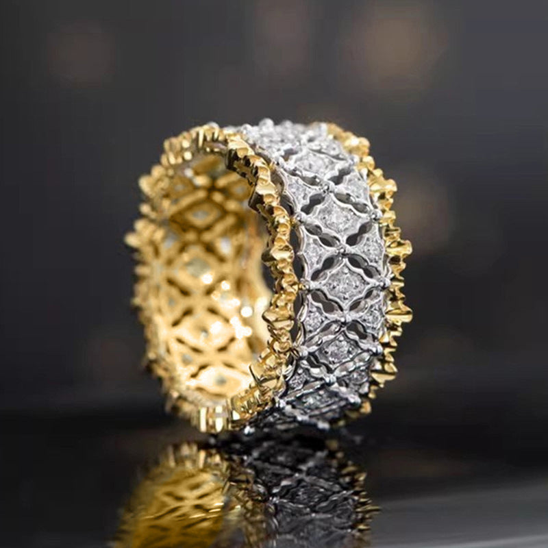 Women's All-match High-grade Two-tone Zircon Ring