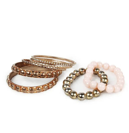 7-Piece Gold Rhinestone Bangle Set in Louisiana | Retro Bracelet Set