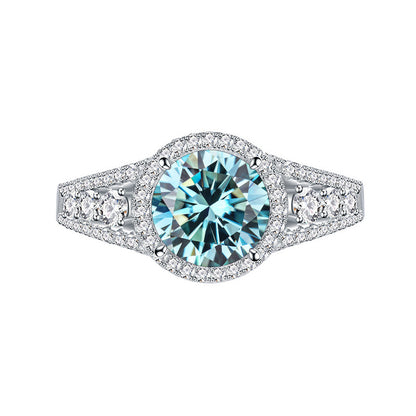 2CT Color Moissanite Ring Sterling Silver S925