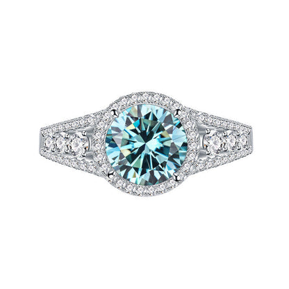 2CT Color Moissanite Ring Sterling Silver S925
