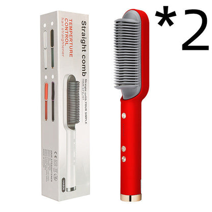 New 2 In 1 Hair Straightener Hot Comb Negative Ion Curling Tong Dual-purpose Electric Hair Brush Louisiana Mart