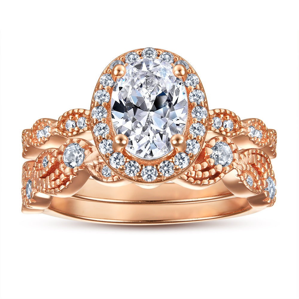 Oval Zircon Silver Ring Female Niche High Sense