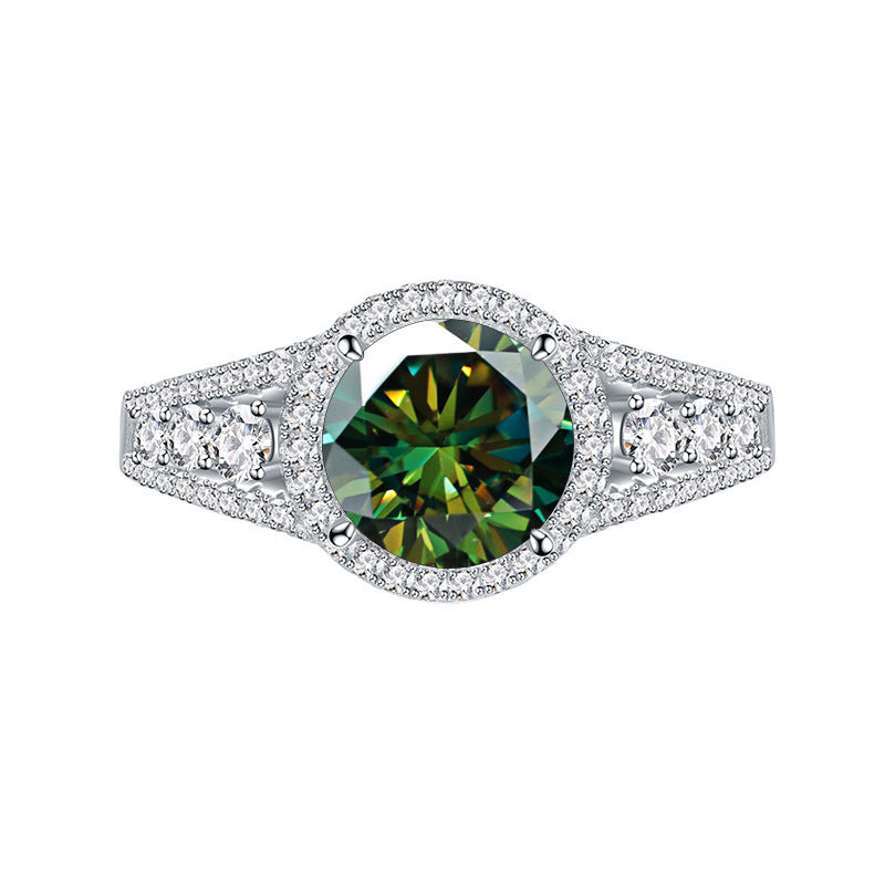2CT Color Moissanite Ring Sterling Silver S925