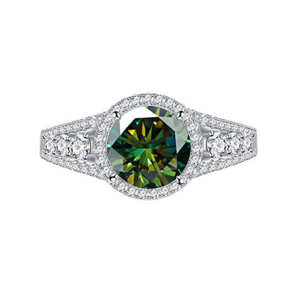 2CT Color Moissanite Ring Sterling Silver S925