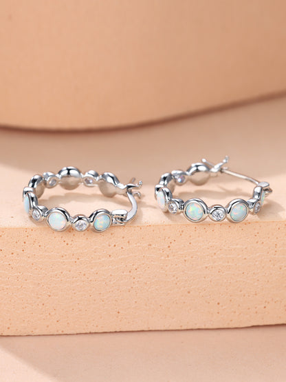 Round Opal Color Zircon Full Diamond Ring Ear Clip Female