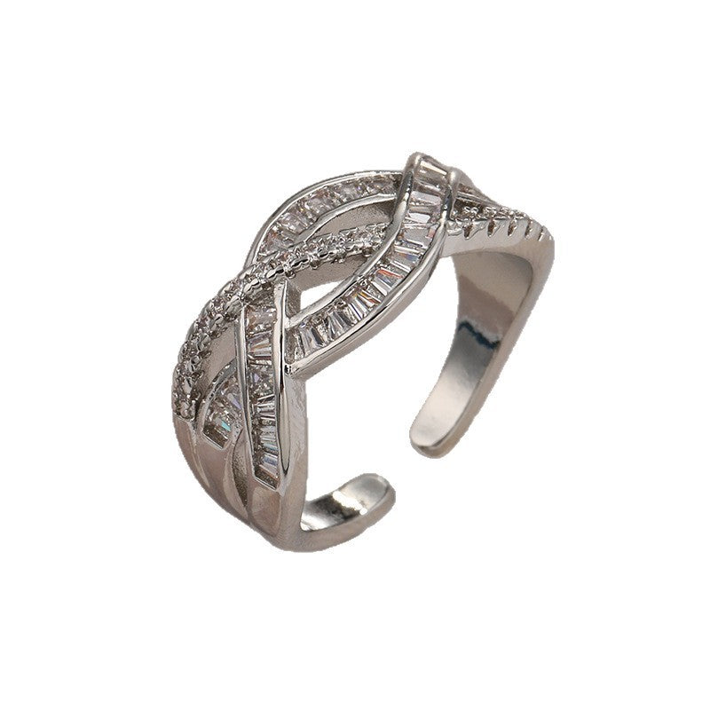 Couple Couple Rings Adjustable Cross Zircon Ring