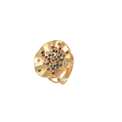 Pleated Inlaid Color Diamond Titanium Steel Ring
