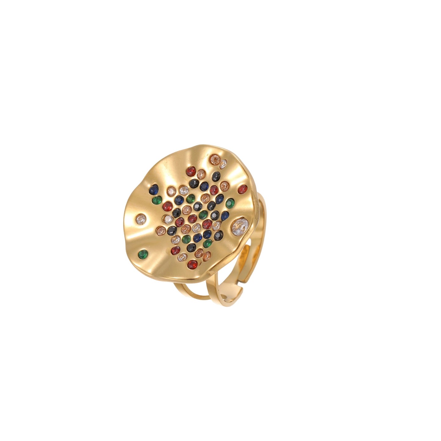 Pleated Inlaid Color Diamond Titanium Steel Ring