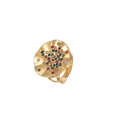 Pleated Inlaid Color Diamond Titanium Steel Ring