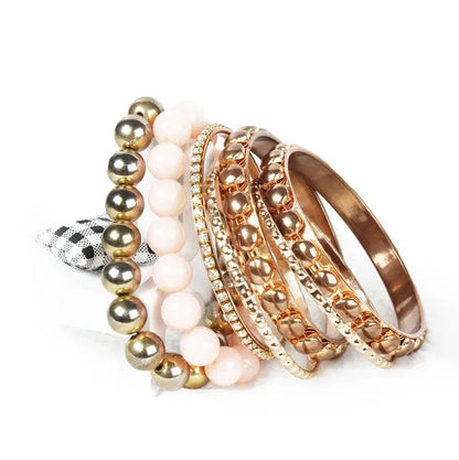 7-Piece Gold Rhinestone Bangle Set in Louisiana | Retro Bracelet Set
