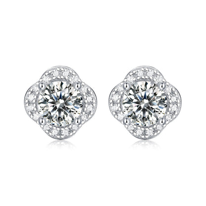 S925 Silver Earrings Moissanite New Fashion Trendy Flower Earrings