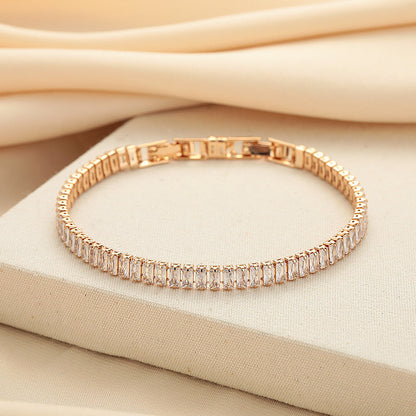 European And American Simple Rectangular Affordable Luxury Style Full Diamond Fashion All-match Bracelet