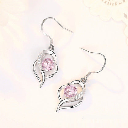 Micro Inlaid Zircon Simple Personality Elegant Heart Ear Hook
