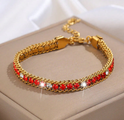 Three-layer Diamond Versatile Personality Stainless Steel Bracelet