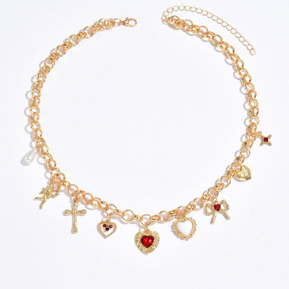 Cross Pendant Fashion Exaggerating Heart-shapaed Necklace Bracelet