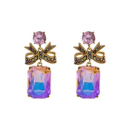 Crystal Bow Simple Temperamental All-match Earrings For Women