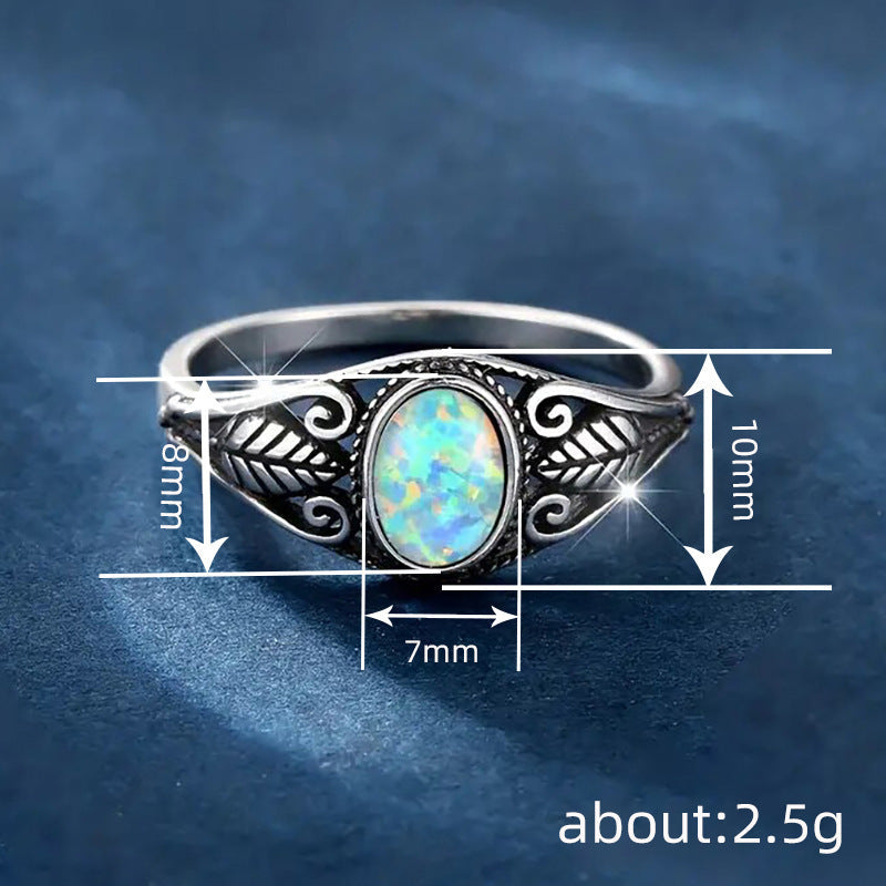 Women's Retro Distressed Metal Leaf Ring