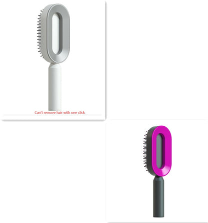 Self Cleaning Hair Brush For Women One-key Cleaning Hair Loss Airbag Massage Scalp Comb Anti-Static Hairbrush Louisiana Mart