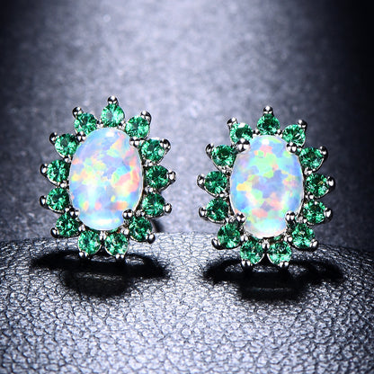 Women's Fashion Oval Diamond Stud Earrings
