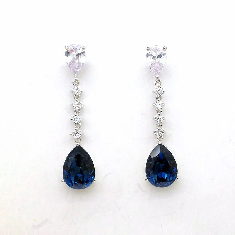 European And American Style Light Luxury Strip Water Drop Earrings Women