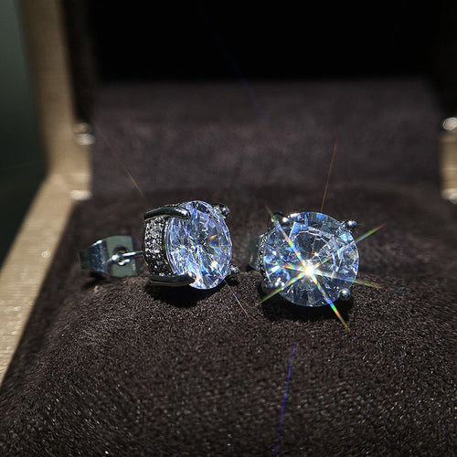 Exquisite Women's Round Zircon Stud Earrings