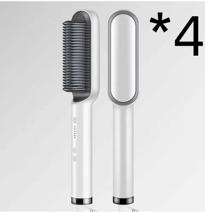 New 2 In 1 Hair Straightener Hot Comb Negative Ion Curling Tong Dual-purpose Electric Hair Brush Louisiana Mart