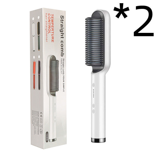 New 2 In 1 Hair Straightener Hot Comb Negative Ion Curling Tong Dual-purpose Electric Hair Brush Louisiana Mart