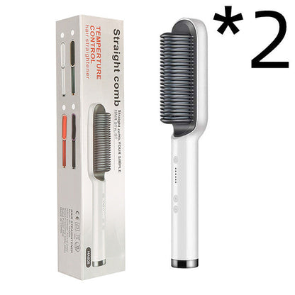 New 2 In 1 Hair Straightener Hot Comb Negative Ion Curling Tong Dual-purpose Electric Hair Brush Louisiana Mart
