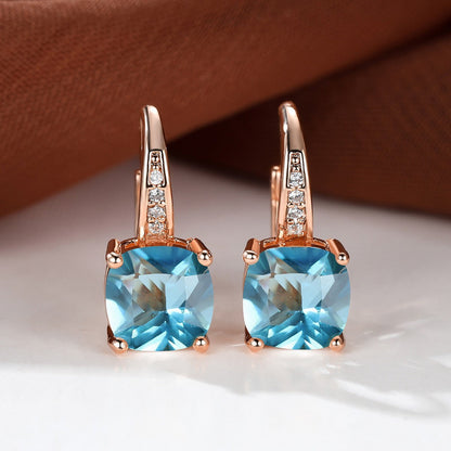 Square Zircon Inlaid Ear Hook Korean Style Fashion All-matching
