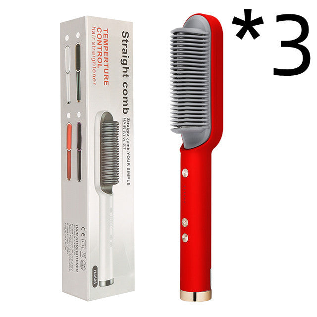 New 2 In 1 Hair Straightener Hot Comb Negative Ion Curling Tong Dual-purpose Electric Hair Brush Louisiana Mart