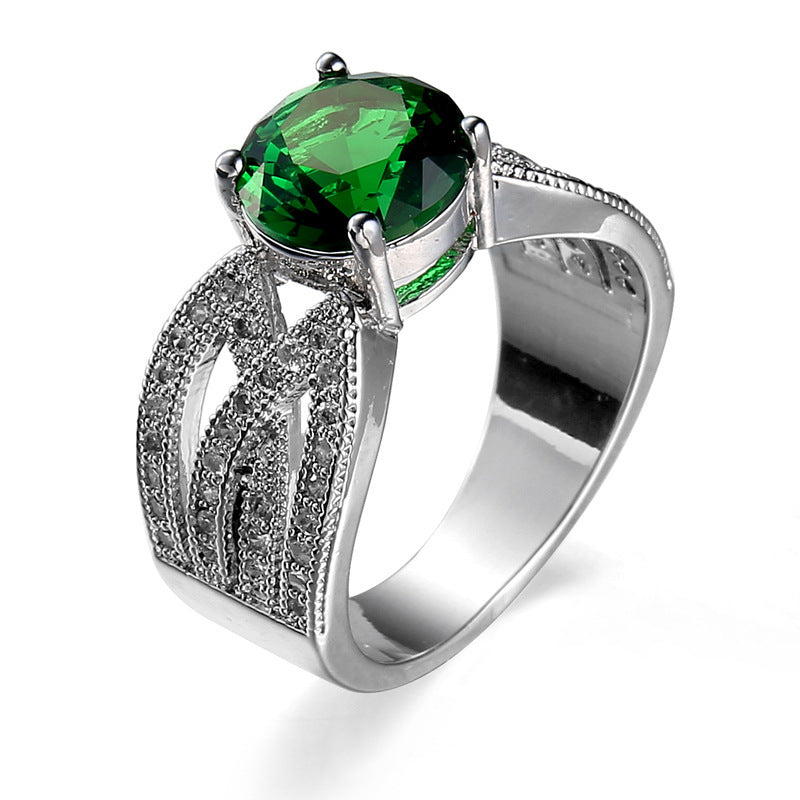 Temperament And Fully-jewelled Copper Inlaid Zircon Ring Women